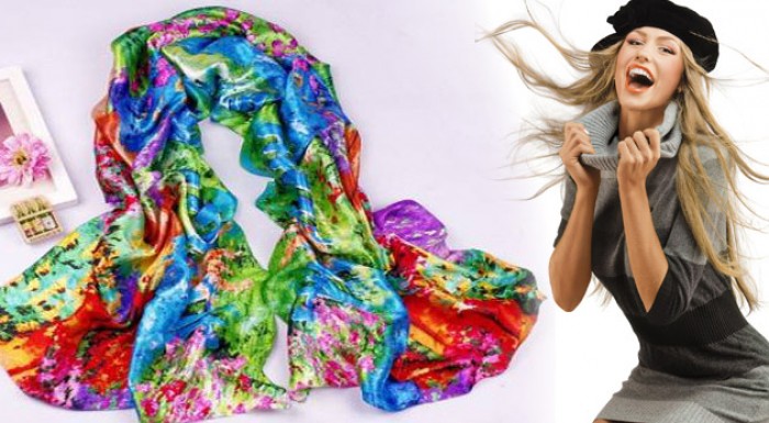 Luxusné šatky z pravého hodvábu a olejomaľbou s motívom moderného umenia. Na výber 14 zaujímavých vzorov.