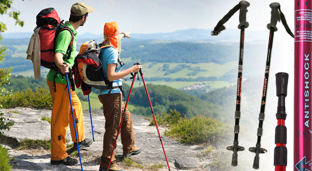 Teleskopické palice s antishock systémom a kompasom pre ľahšiu a príjemnejšiu chôdzu pri túre.