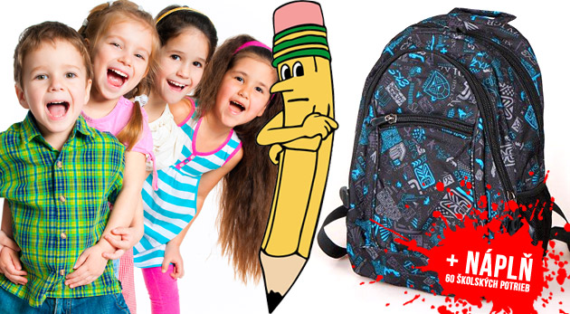 Školský batoh s náplňou 60 školských a písacích potrieb za skvelú cenu.