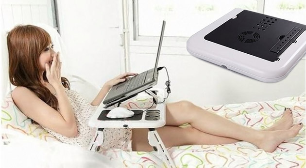 Multifunkčný stojan na notebook s chladiacou podložkou - nastaviteľný, skladateľný, prenosný, ľahký. 