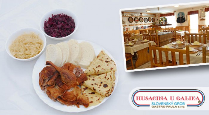 Vynikajúce kačacie hody s domácimi lokšami plnenými husacou pečienkou u Galika v reštaurácii Marianna Viničné.