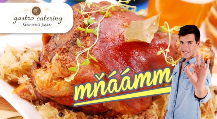 Vynikajúce pečené bavorské kolená s prílohami a domácim burčiakom pre 10 osôb. Možnosť Take away - jedlo vziať so sebou.