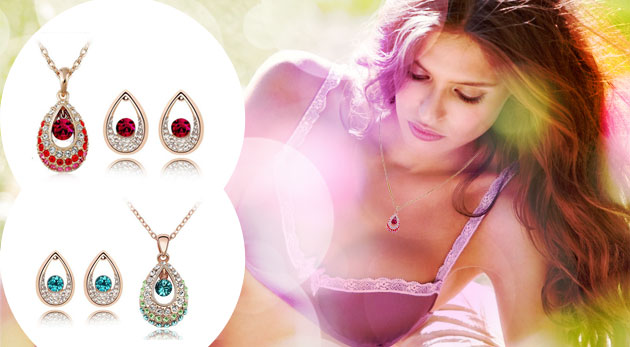 Trblietavý dúhový set šperkov zdobený krištáľmi Swarovski Elements v darčekovej krabičke. 