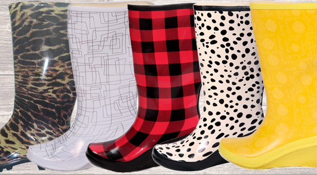 Štýlové dámske gumáky. Na výber z 10-tich módnych vzorov.