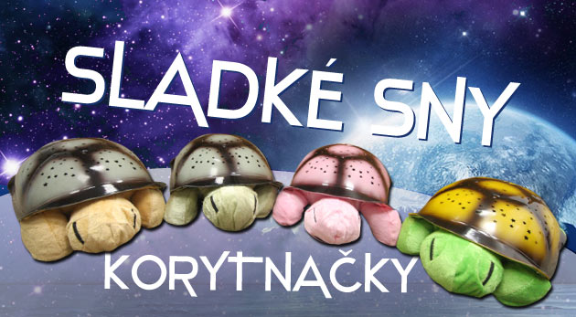 Plyšová korytnačka rozsvecujúca nočnú oblohu a hrajúca štyri melódie na dobrú noc. Napájanie cez baterky či USB port.