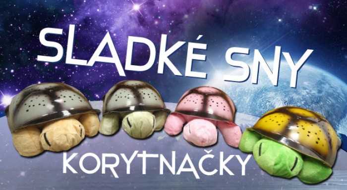 Plyšová korytnačka rozsvecujúca nočnú oblohu a hrajúca štyri melódie na dobrú noc. Napájanie cez baterky či USB port.