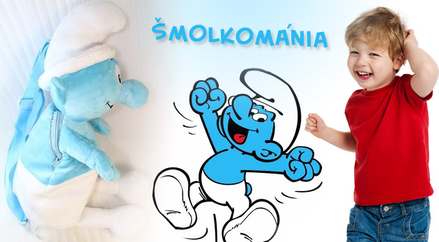 Detský batôžtek s postavičkou na motívy obľúbenej rozprávky Šmolkovia.