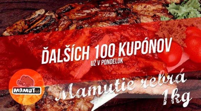 Najlepšie rebrá v Bratislave - rebrá z Mamuta! Poriadna gurmánska nakladačka za skvelú cenu. Limit 100 kupónov!