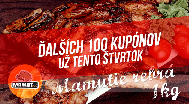 Najlepšie rebrá v Bratislave - rebrá z Mamuta! Poriadna gurmánska nakladačka za skvelú cenu. Limit 100 kupónov!