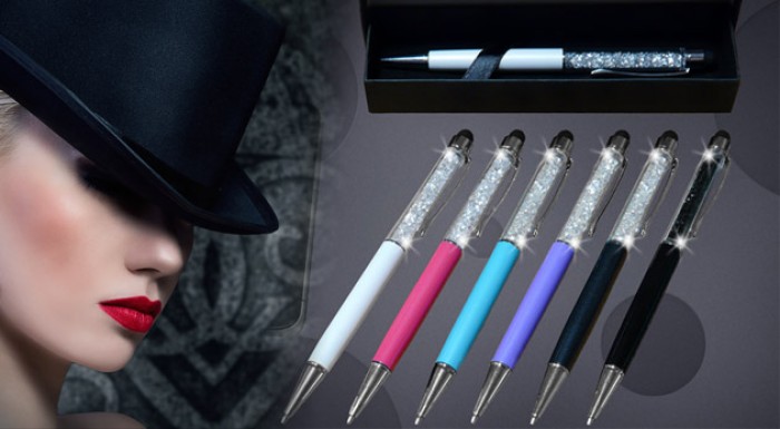 Pero plnené Swarovski Elements kryštálmi 2 v 1