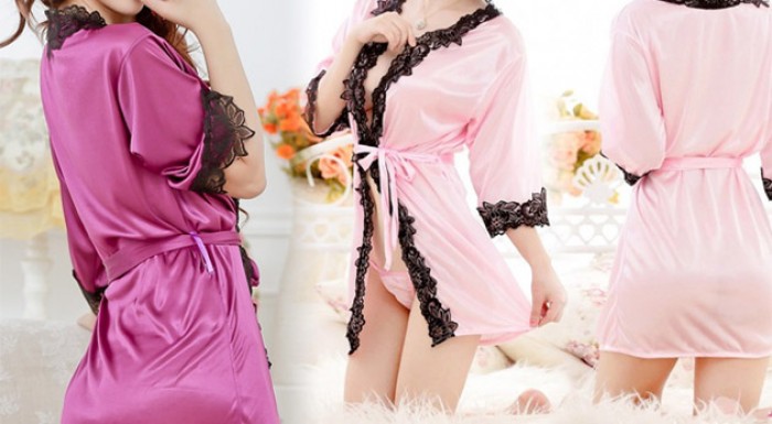 Dámsky župan s čipkou a tango nohavičkami 