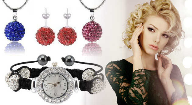 Súprava šperkov Shamballa s hodinkami 