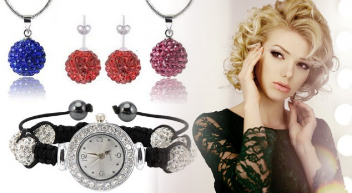 Súprava šperkov Shamballa s hodinkami 