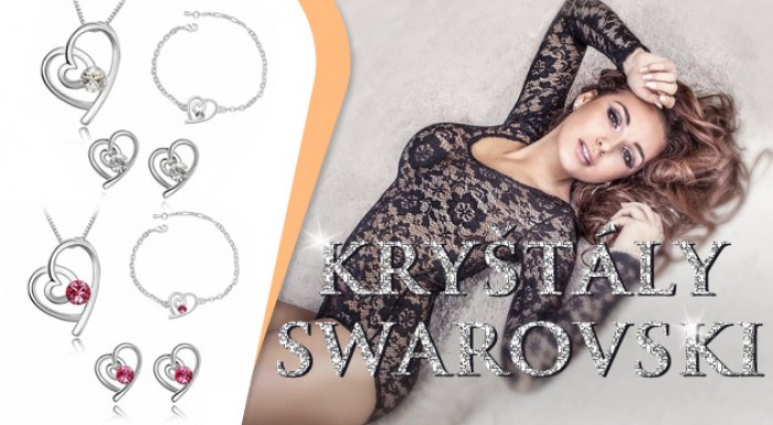 Set šperkov so Swarovski kryštálmi - motív srdce
