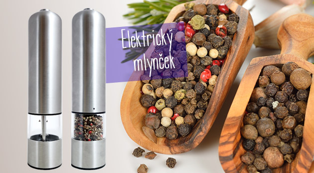 Elektrický mlynček na soľ alebo korenie z nerezu