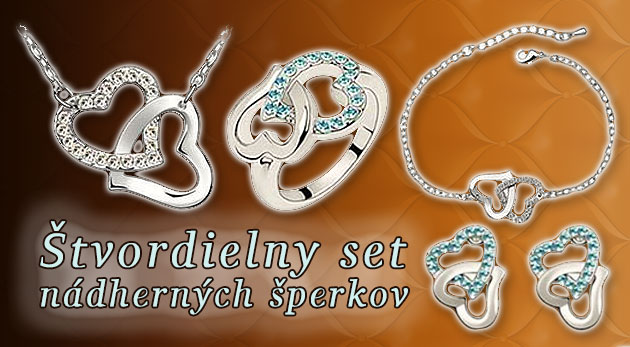 4-dielny set šperkov-biele zlato Svarowski krištáľ