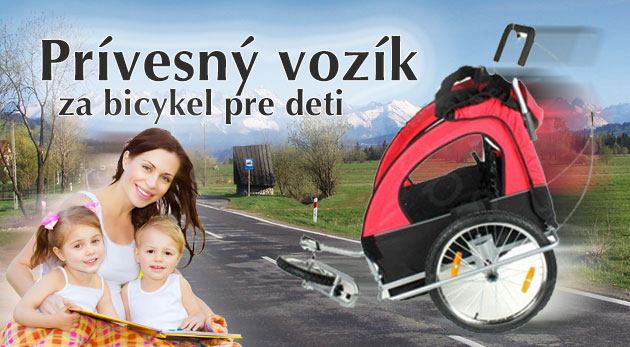 Praktický prívesný vozík za bicykel pre dve deti