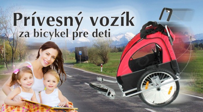 Praktický prívesný vozík za bicykel pre dve deti