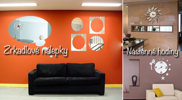 Zrkadlové nástenné hodiny alebo zrkadlové nálepky
