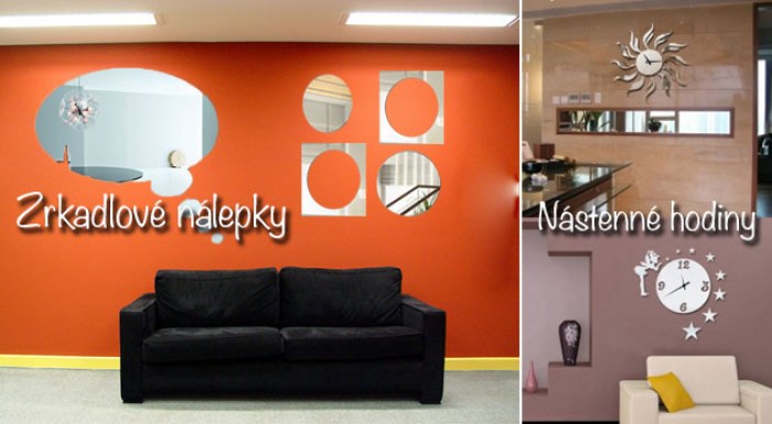 Zrkadlové nástenné hodiny alebo zrkadlové nálepky