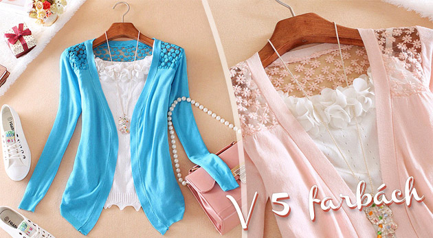 Originálny dámsky svetrík s pôvabnou čipkou