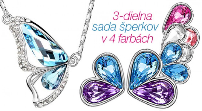 Jemná 3-dielna súprava šperkov s kryštálikmi