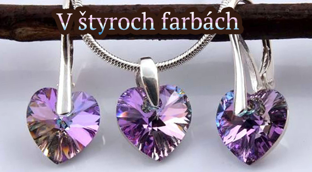 Postriebrený srdiečkový set šperkov Swarovski