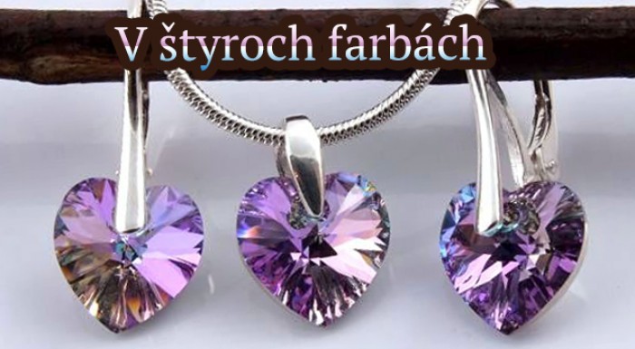 Postriebrený srdiečkový set šperkov Swarovski
