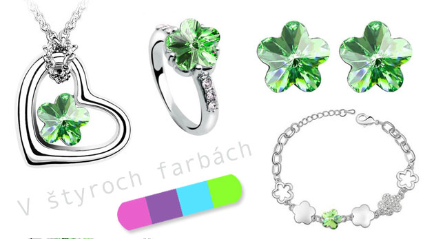 Ladná 5-dielna súprava šperkov s motívom kvetu