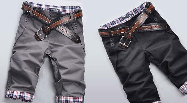 Moderné pánske plátenné bermudy