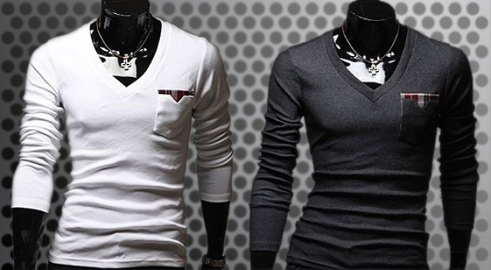 Pánsky slim-fit sveter s dlhým rukávom