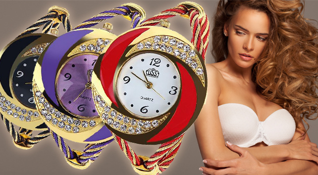 Štýlové dámske náramkové hodinky bez zapínania