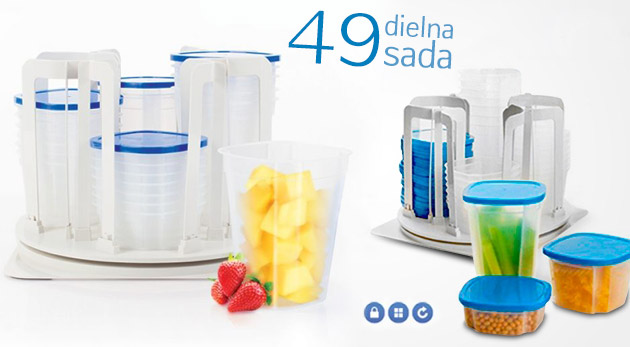 Otočný organizér s kuchynskými nádobami