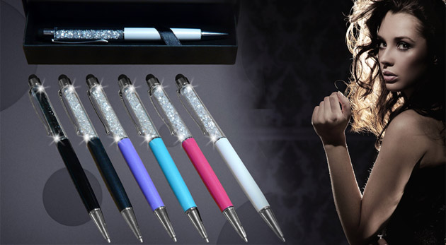 Pero plnené Swarovski Elements kryštálmi 2 v 1