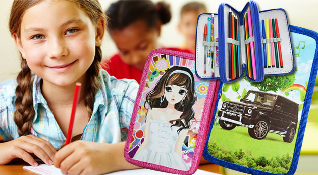 Plne vybavené peračníky pre chlapcov i dievčatá