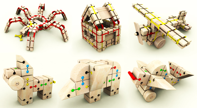 Detské drevené stavebnice GRINGO a PEDRO