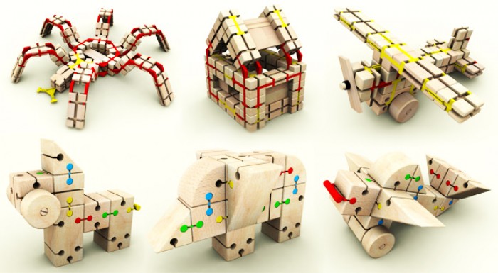 Detské drevené stavebnice GRINGO a PEDRO