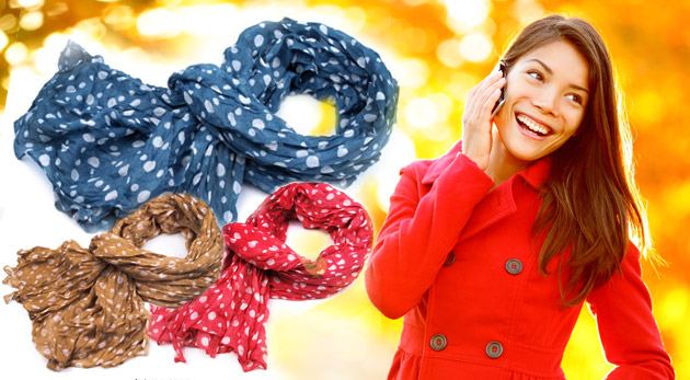 Bodkovaný krčený šál