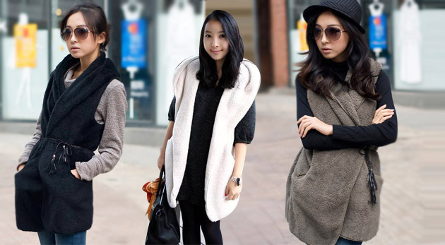 Dámska huňatá alebo jemne kožušinková vesta