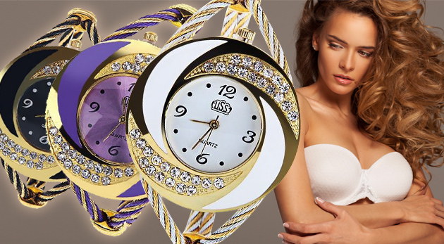 Štýlové dámske náramkové hodinky bez zapínania