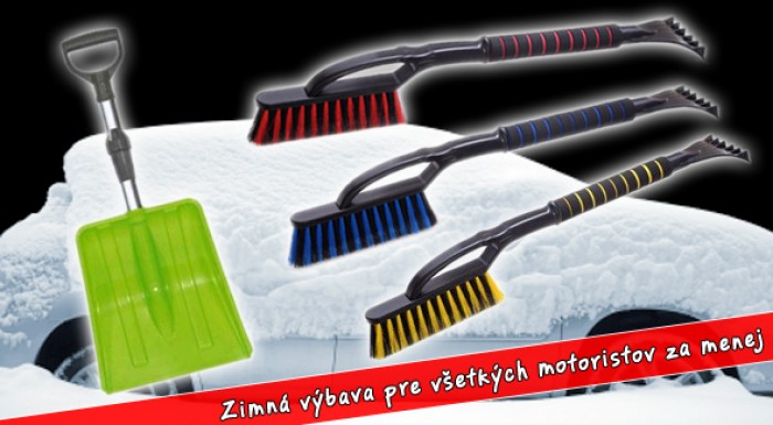 Zimná autovýbava - skladacia lopata a metlička so škrabkou.