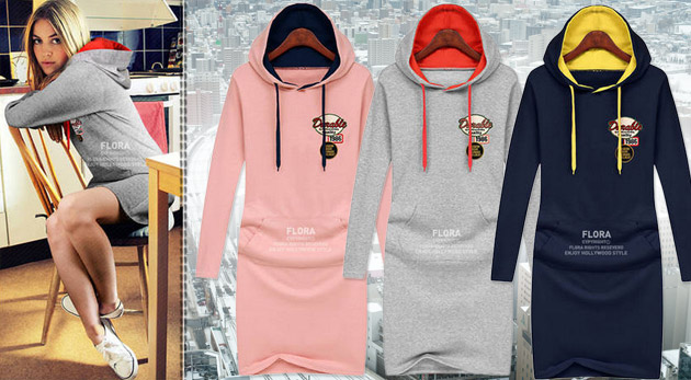 Dámske teplákové šaty s dlhým rukávom