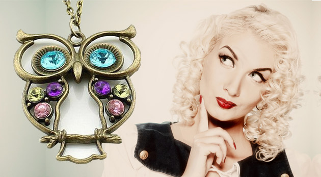 Vintage prívesok sovičky s retiazkou