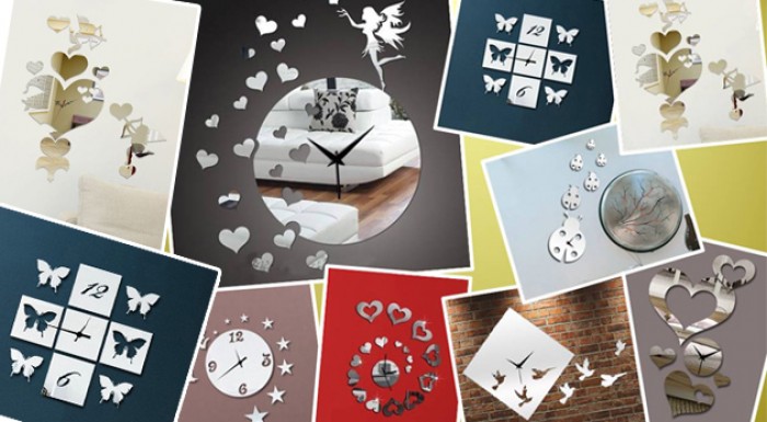 Dizajnové zrkadlové nástenné hodiny