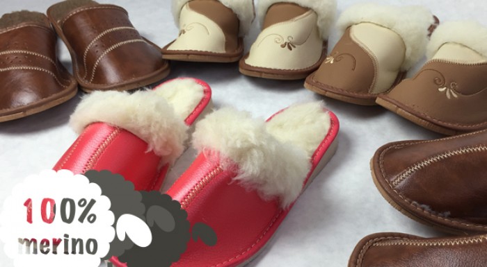 Dámske alebo pánske papuče s ovčou vlnou