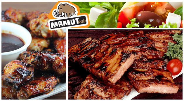 Megaporcia grilovaných rebierok v Mamut pube