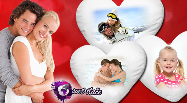 Vankúš v tvare srdca s vlastnou potlačou