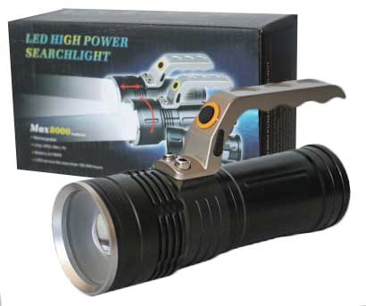 Led baterka s rúčkou a funkciou zoom, 2 nabíjateľné baterky, nabíjačka na 230V, kazeta pre 2 batérie, autonabíjačka (starší typ)