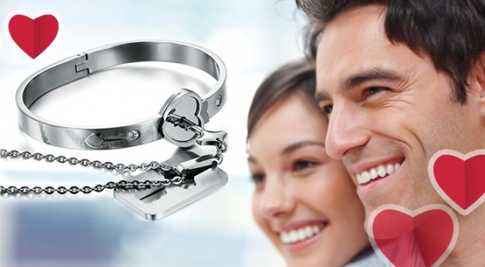 Náramok a prívesok s kľúčikom pre ňu a pre neho