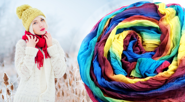 Dúhový krčený šál